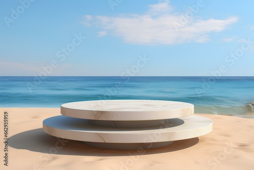 sea side podium. podium in water for product display and presentation