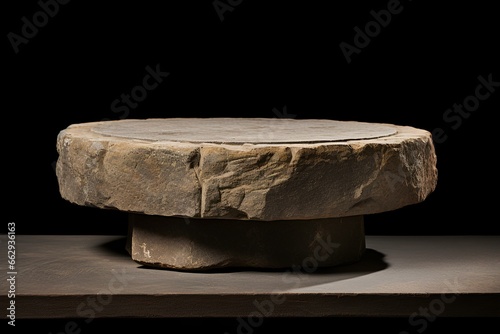 Stone rock podium for product display , advertisement and presentation