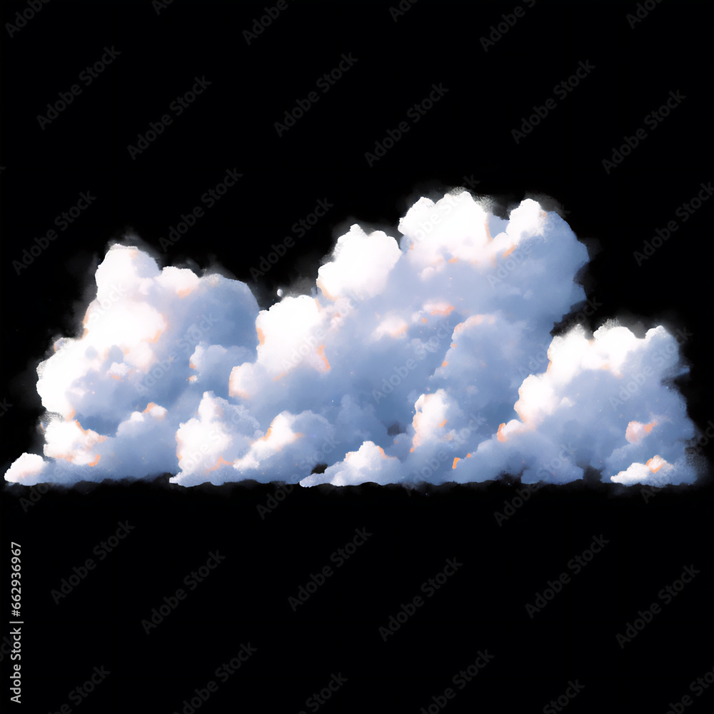 Clouds with black background stylized for Anime and Cartoon