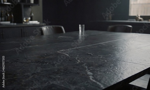 Professional design background with expensive black granite. Dark stone table