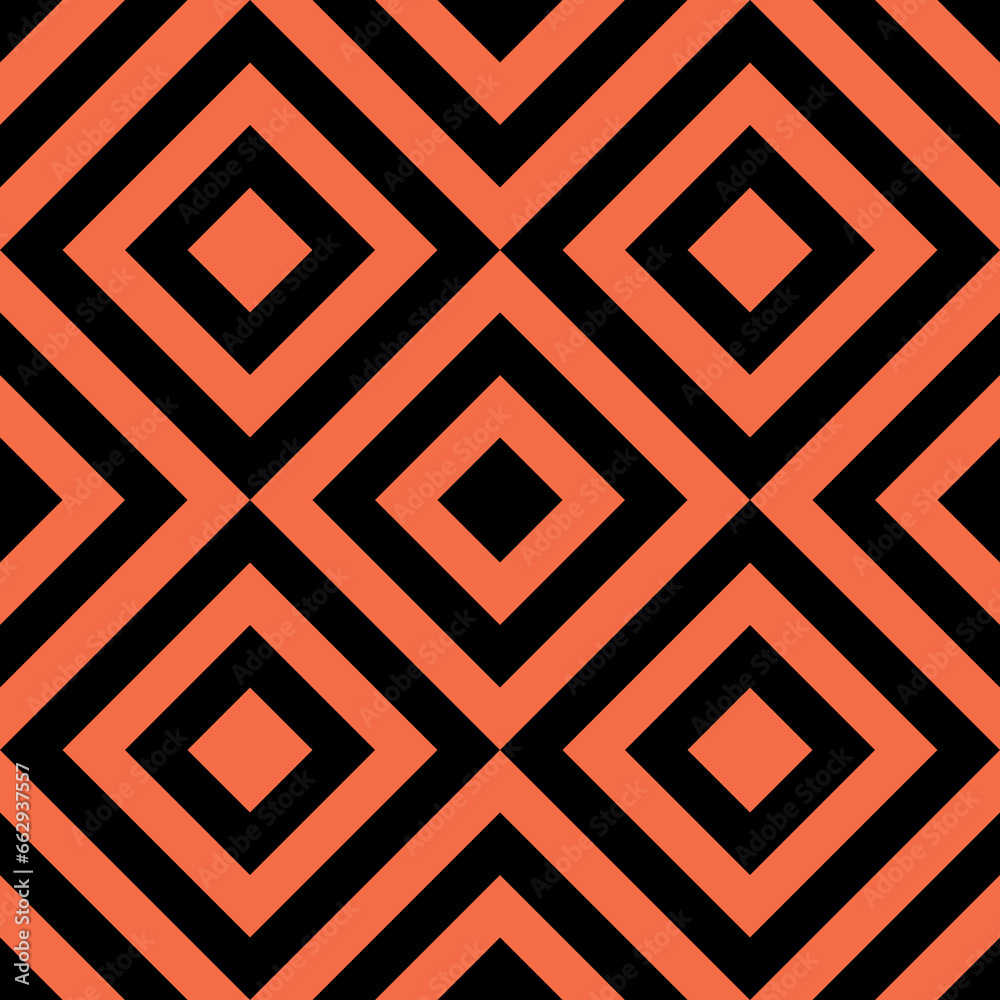 Seamless geometric pattern with line rhombus on coral black background. Print for fabric background, textile Seamless geometric pattern with line rhombus on coral black background. Print for fabric background, textile