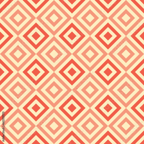 Seamless geometric pattern with line rhombus on coral background. Print for fabric background, textile