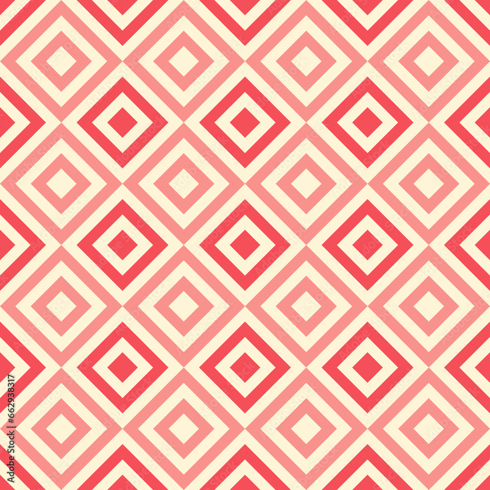 Seamless geometric pattern with line rhombus on coral background. Print for fabric background, textile Seamless geometric pattern with line rhombus on coral background. Print for fabric background, textile