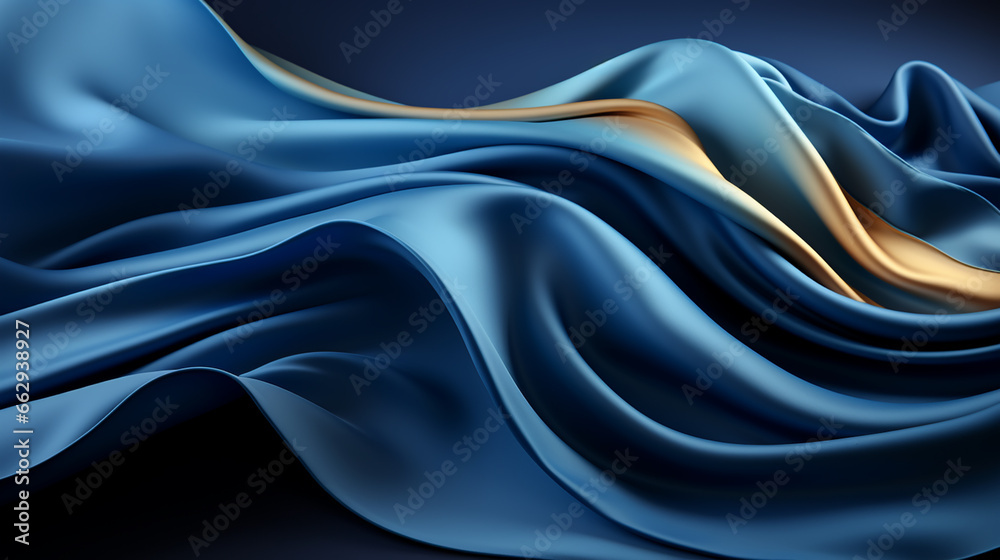 Abstract blue and gold waved shapes background