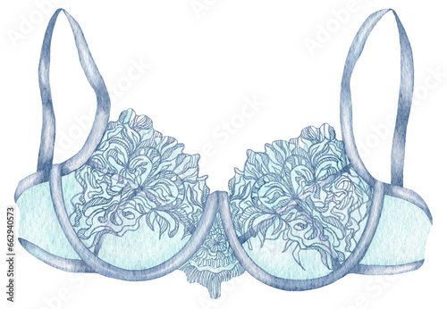 Watercolor lingerie. Hand draw underwear. Fashion illustration
