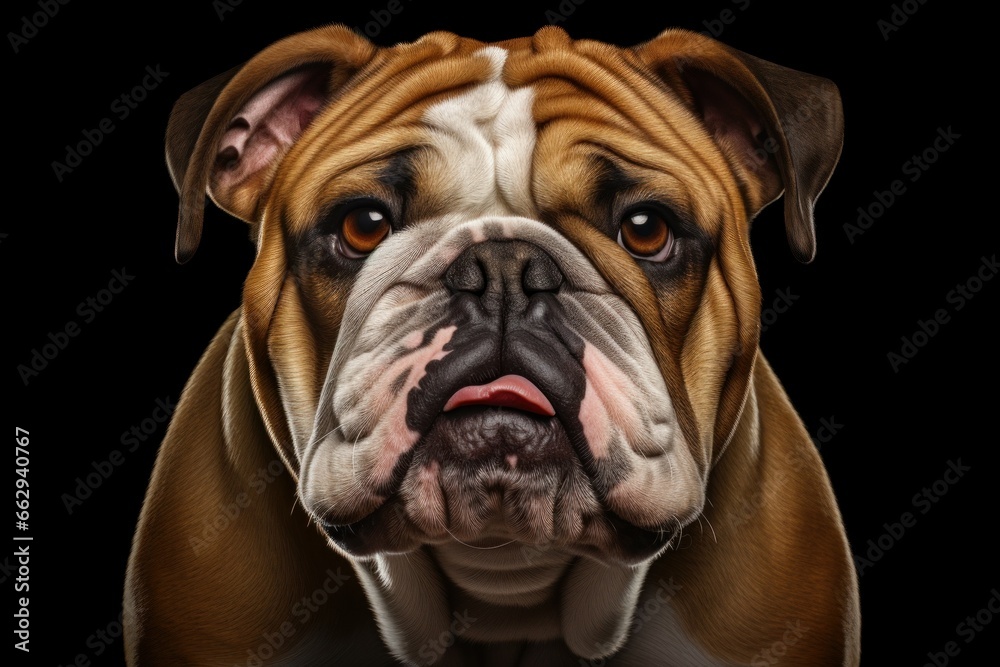 Vigilant Sitting bulldog dog. Happy cute portrait. Generate Ai