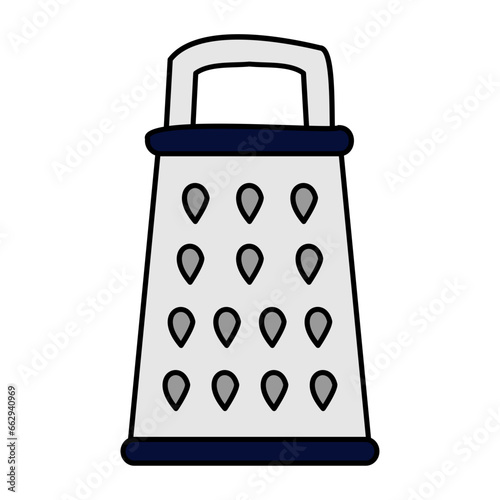 Steel Food Grater concept,   kitchen utensil shredder vector icon design, Bakery and Baked Goods symbol, Culinary and Kitchen Education sign, Recipe development stock illustration