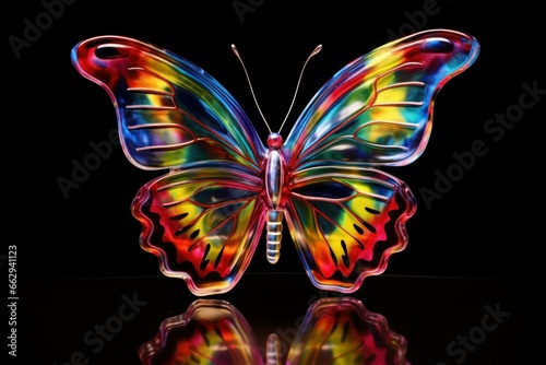 Ethereal Glass butterfly. Crystal nature animal. Generate Ai