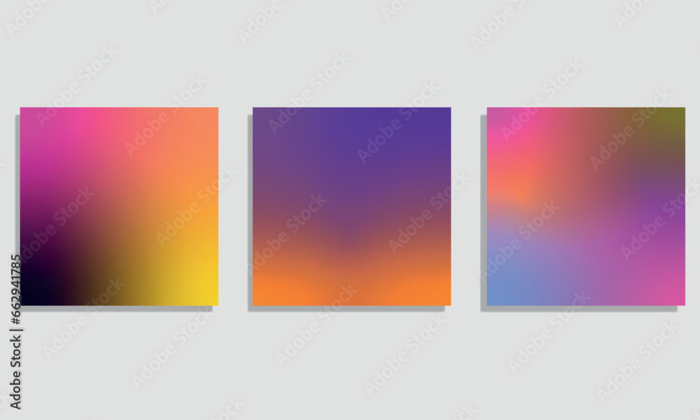 Aesthetic Full Color Gradient Vector Set. Wallpaper or Background Design for Prints, Social Media and Art. 