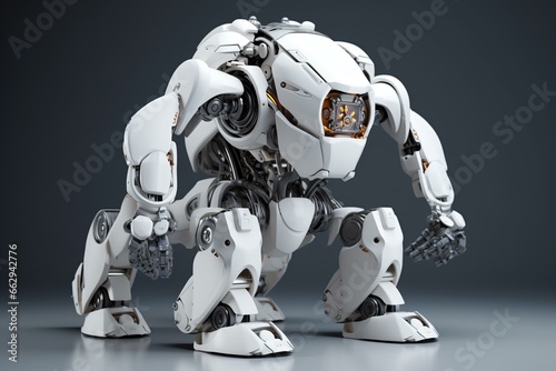 robotic machine designed with white exterior. Generative AI © Altair