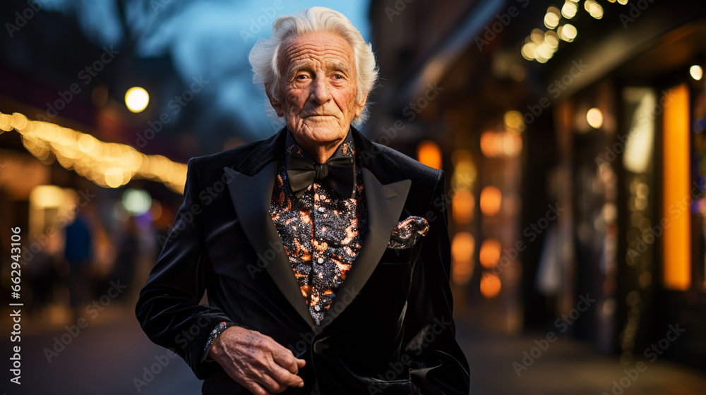 Elderly male in trendy clothes Elderly male in trendy clothes