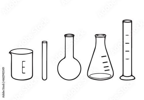 lab materials. White background monochrome drawing