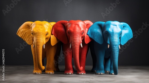 A group of three elephants standing next to each other