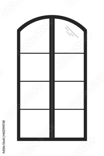 8 pane window frame black and white 2D line cartoon object. Contemporary structure isolated vector outline item. Reconstruction building. Construction site monochromatic flat spot illustration
