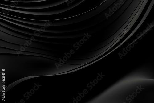 Dark abstract wallpaper with black undulating lines. Copy-space available. Generative AI