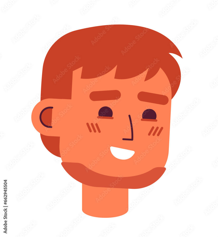 Unshaven caucasian guy 2D vector avatar illustration. Happy carefree european man cartoon character face. Cheerful male portrait. Relaxed bearded flat color user profile image isolated on white Unshaven caucasian guy 2D vector avatar illustration. Happy carefree european man cartoon character face. Cheerful male portrait. Relaxed bearded flat color user profile image isolated on white