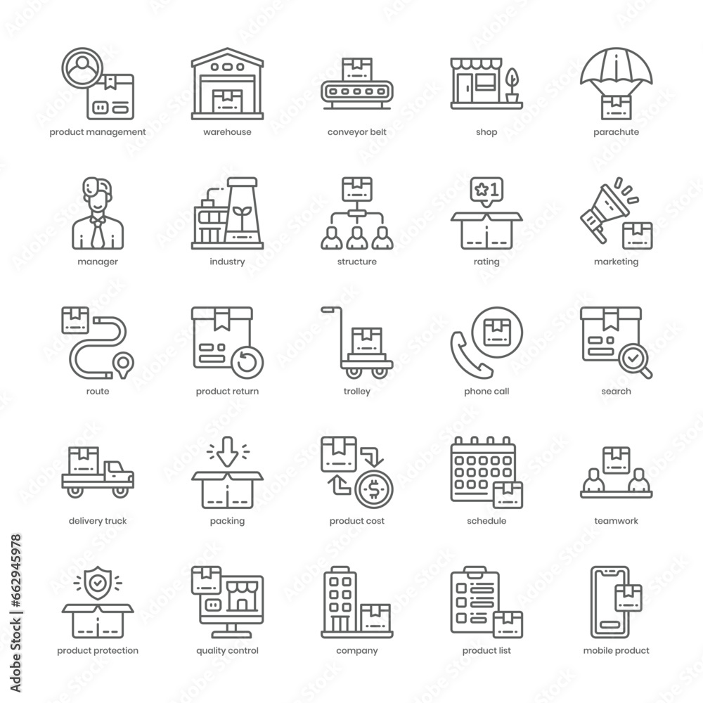 Product Management icon pack for your website design, logo, app, and user interface. Product Management icon outline design. Vector graphics illustration and editable stroke. Product Management icon pack for your website design, logo, app, and user interface. Product Management icon outline design. Vector graphics illustration and editable stroke.