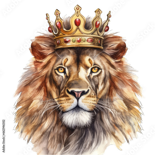 King of the jungle  lion head isolated  wearing a crown