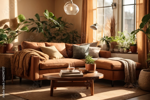 Cozy Corners - A Tranquil Small Living Room Bathed in Sunlight created with AI