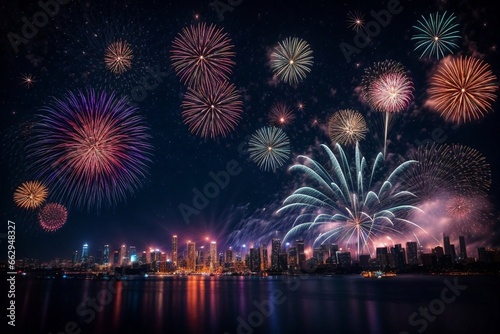 Wonderful Firework Shells for celebrating Happy New Year by Generative AI © Dreamweave
