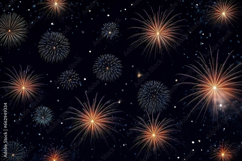 Naklejka premium Wonderful Fireworks for celebrating Happy New Year by Generative AI