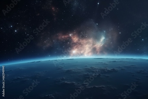 Background of a celestial sky with mesmerizing 3D space. Generative AI