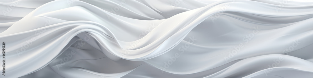Fototapeta premium Abstract background with wavy white silk fabric.