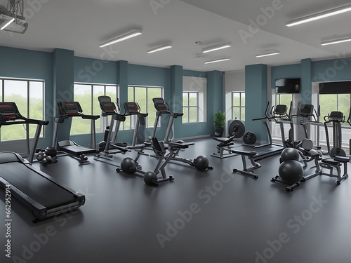 A scene featuring a gym in house UHD wallpaper Stock Photographic Image