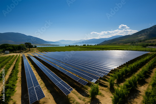 Solar energy power station aerial view.