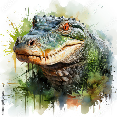 watercolor Alligator clipart  Generative Ai