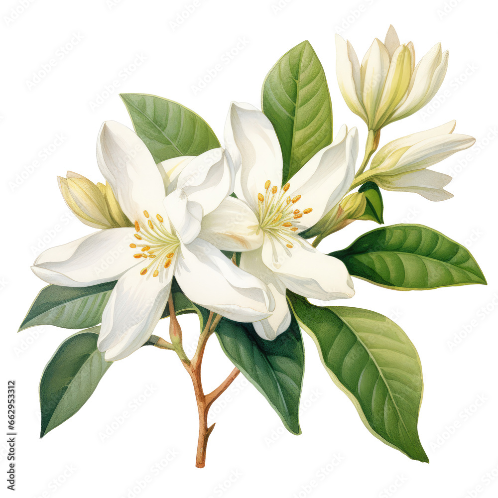 flower element. watercolor jasmine illustration. flower element. watercolor jasmine illustration.
