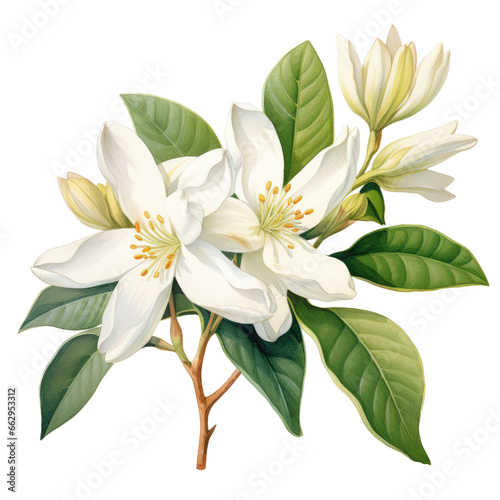 flower element. watercolor jasmine illustration.