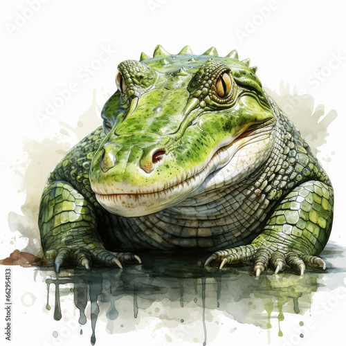 watercolor Alligator clipart  Generative Ai