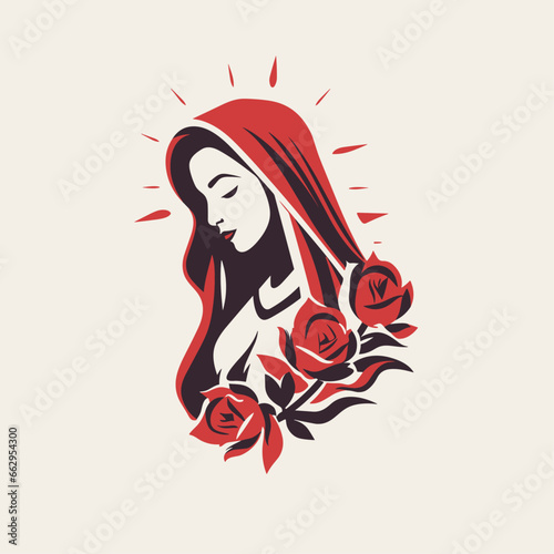 vector illustration of Our Lady Virgin Mary Mother of Jesus, Madonna,  printable, suitable for logo, sign, tattoo, sticker and other print on demand