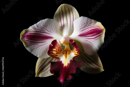 orchid on a black background. Generative AI