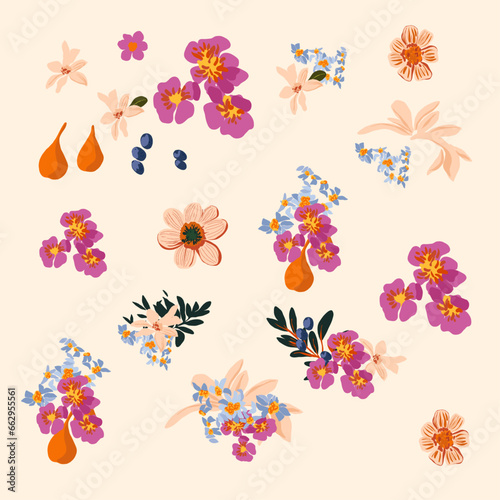 Vector Citrus Orange Branch Bouquet Italy White Flowers Peonies Roses Inflorescences Harvest Bird