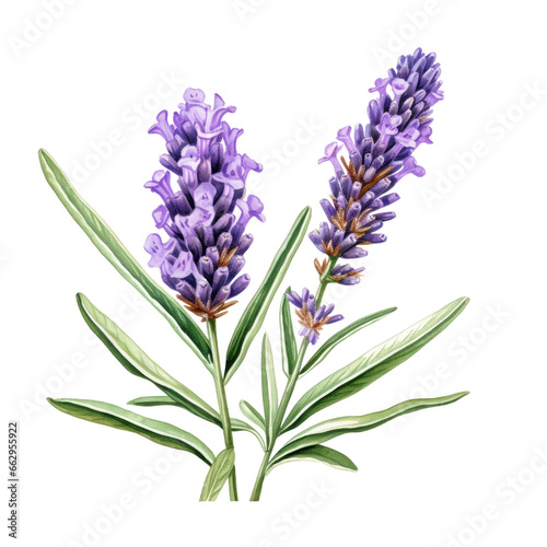 flower element. watercolor lavender illustration.
