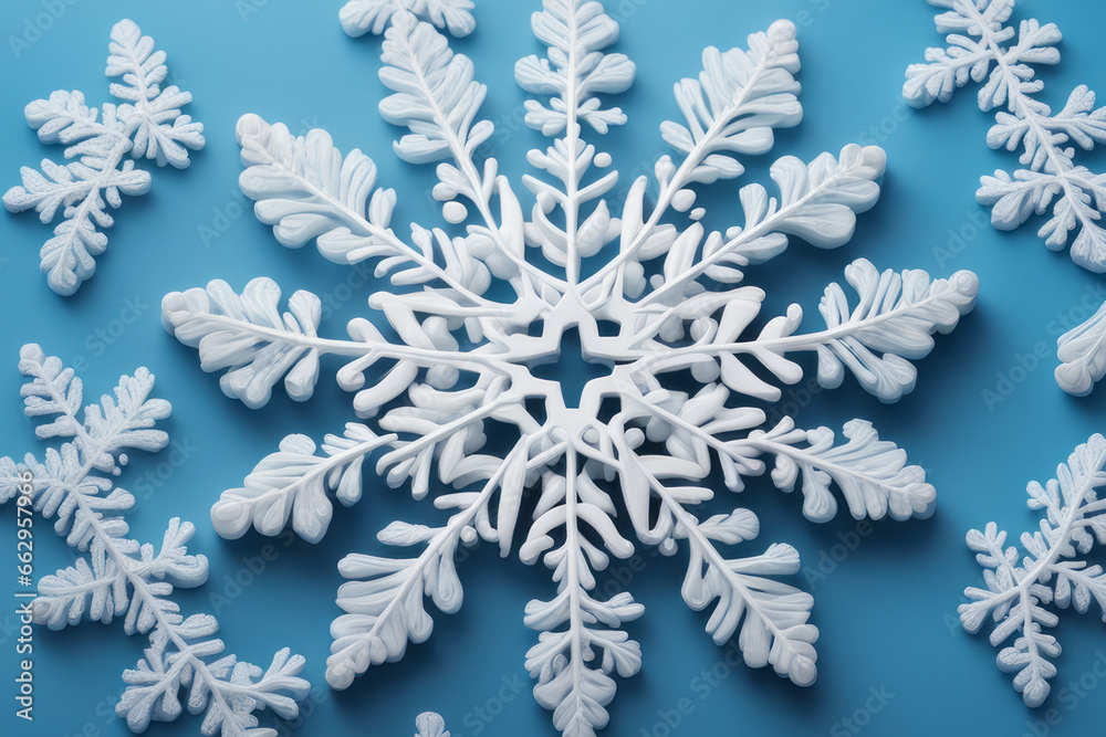 Single detailed beautiful white snowflake, Christmas And Winter Background, generative AI Single detailed beautiful white snowflake, Christmas And Winter Background, generative AI