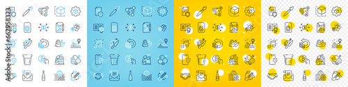 Vector icons set of Data security, Cooking beaker and Mail newsletter line icons pack for web with Sim card, Champagne, Bitcoin pay outline icon. Diploma, Smartphone protection. Vector