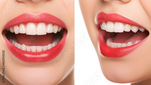 woman teeth whitening. close - up of beautiful female teeth