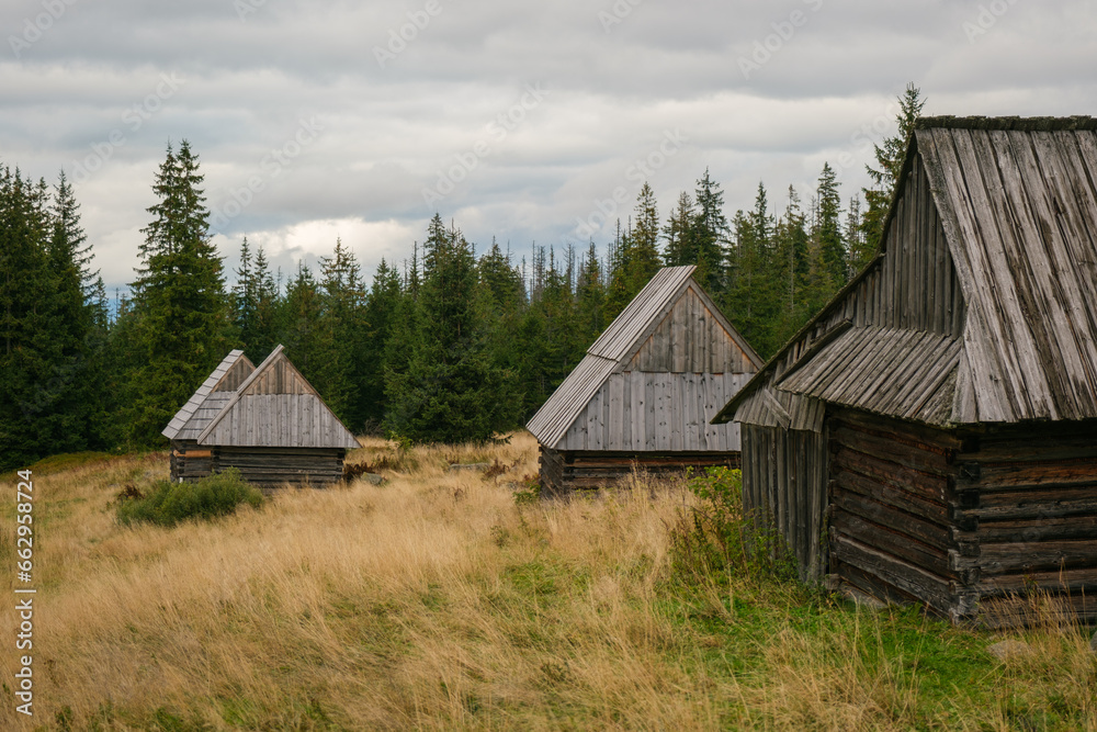 Old cabins at Kopieniec Wielki in Zakopane, Poland Old cabins at Kopieniec Wielki in Zakopane, Poland