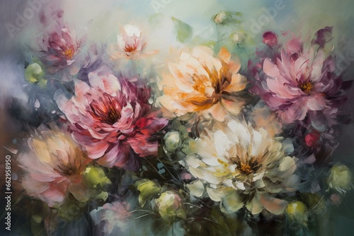 Vibrant blossoming flowers in delicate pastel hues bring beauty and colors to life. Generative AI © Adira