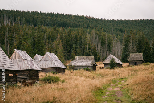 Old cabins at Kopieniec Wielki in Zakopane, Poland