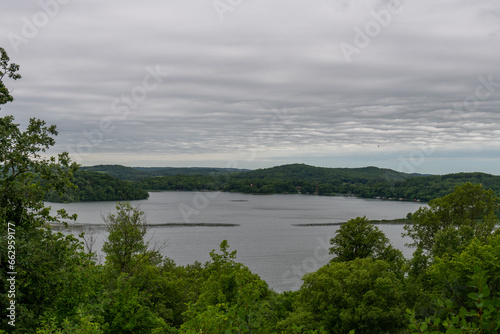 View of lake and trees in Maplewood State Park in the summer near Pelican Rapids, Minnesota.  © Barbara