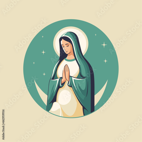 vector illustration of Our Lady Virgin Mary Mother of Jesus, Madonna,  printable, suitable for logo, sign, tattoo, sticker and other print on demand
