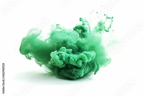 isolated green smoke bomb on white background. Generative AI