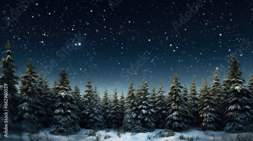 Snow-Dusted Forest Clearing at Night