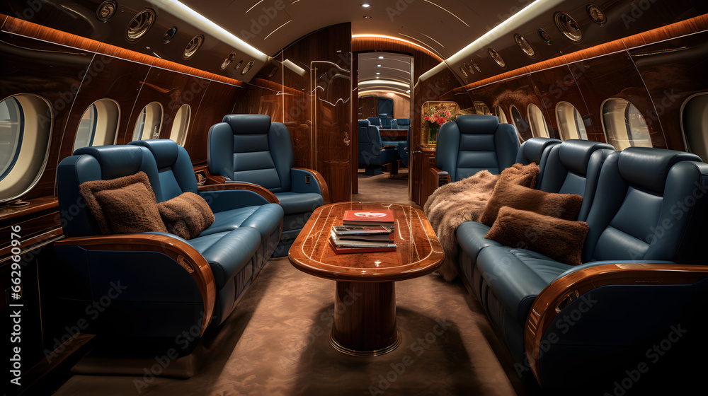 Fototapeta premium Elegant and luxurious interior of a private jet
