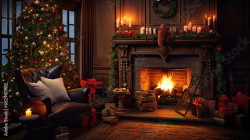 Christmas Atmosphere in Cozy Living Room