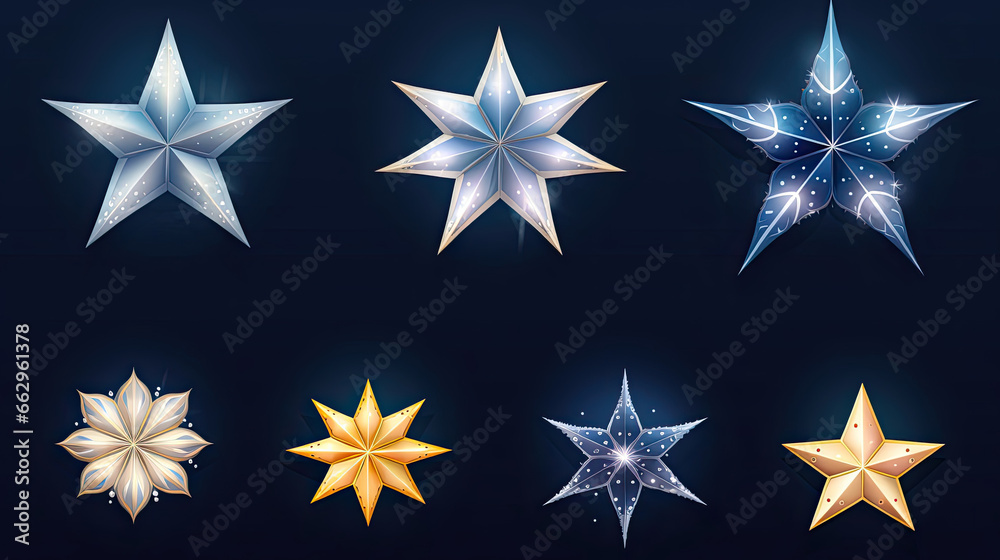 Fototapeta premium Vector star set with a diverse range of stars suitable for various design needs